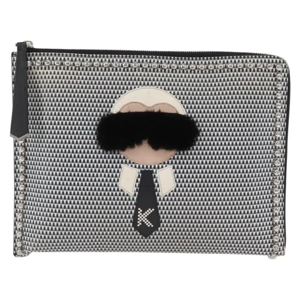 Fendi Leather Karlito Clutch Bag Black